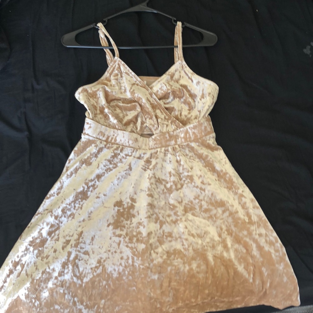 Champagne Crushed Velvet Dress